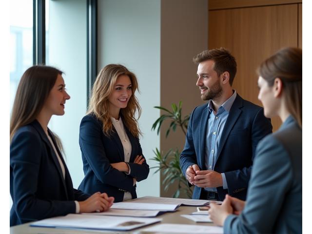 Une équipe professionnelle réunie dans un bureau moderne, symbolisant la collaboration et l'expertise.