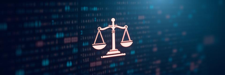 Une icône représentant la loi et la protection des données, symbolisant la confidentialité et la sécurité.